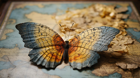 a butterfly on a mapの素材