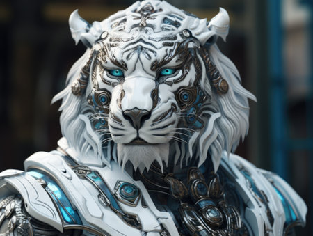 a white tiger in armorの素材