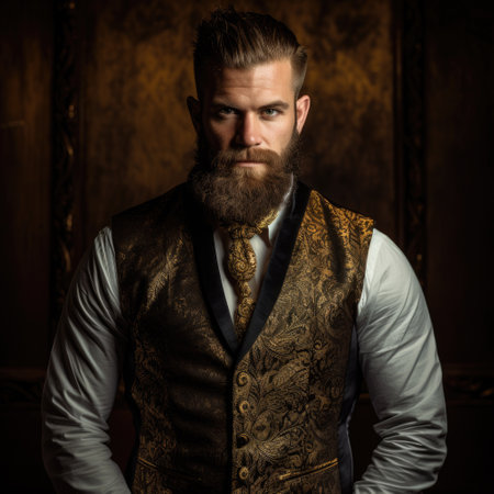 a man with a beard and tieの素材