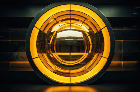 a circular object with a yellow light insideの素材