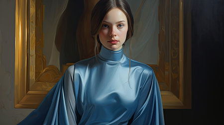 a woman in a blue dressの素材