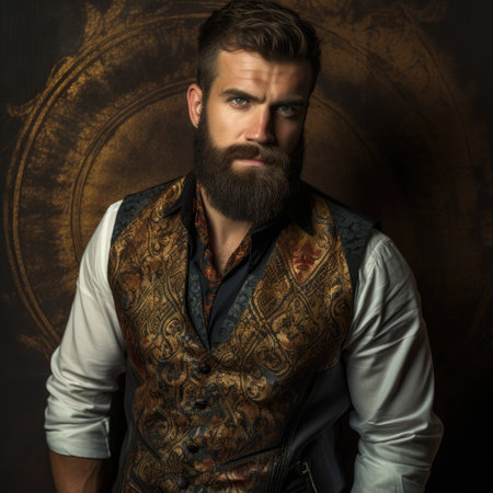 a man with a beard wearing a vestの素材