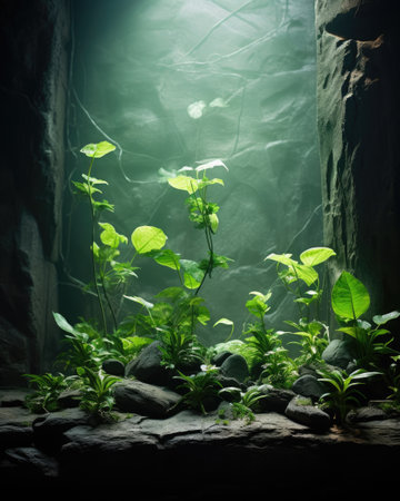 plants in a tank with rocks and plantsの素材