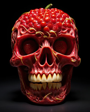 a red skull with a red backgroundの素材