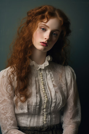 a woman with red hair and frecklesの素材