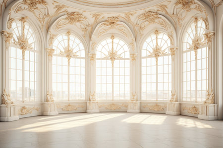 a room with large windowsの素材