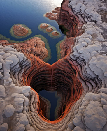 a rock formation in the waterの素材