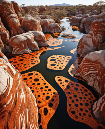 a river with rocks and a canyonの素材