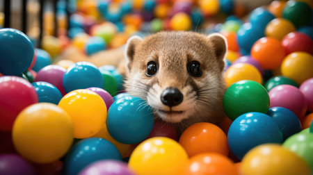 a small animal in a ball pitの素材