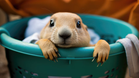 a squirrel in a basketの素材