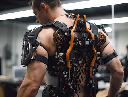 a man wearing a machineの素材