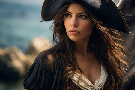 a woman in a pirate garmentの素材