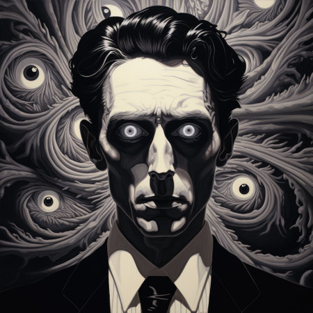 a man with white eyesの素材