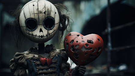 a couple of dolls holding a heartの素材