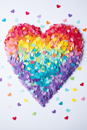 a heart shaped rainbow colored confettiの素材