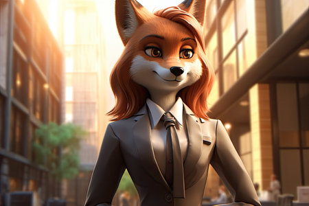 a cartoon character of a fox in a suitの素材