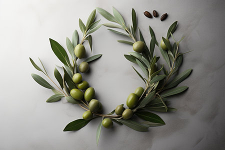 a wreath of olives and leavesの素材