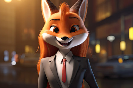 a cartoon character of a fox in a suitの素材