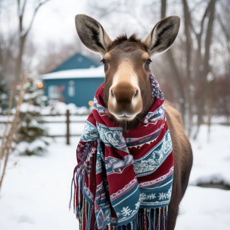 a moose wearing a scarfの素材