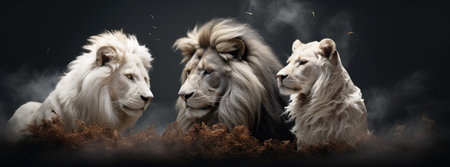 a group of lions in a groupの素材