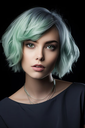 a woman with green hairの素材