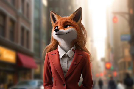 a cartoon of a foxの素材