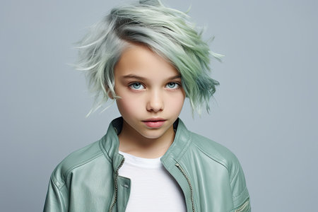 a girl with green hairの素材