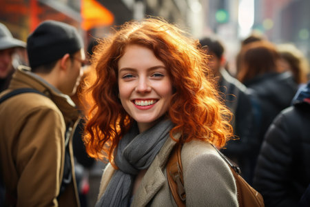 a woman smiling at cameraの素材