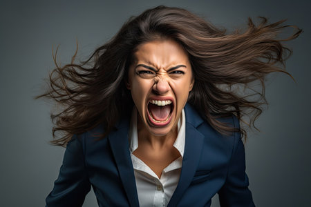 a woman with her mouth openの素材