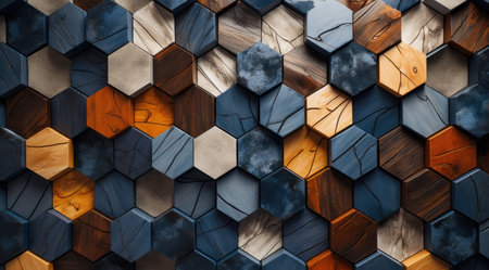 a wall of hexagons with different colorsの素材