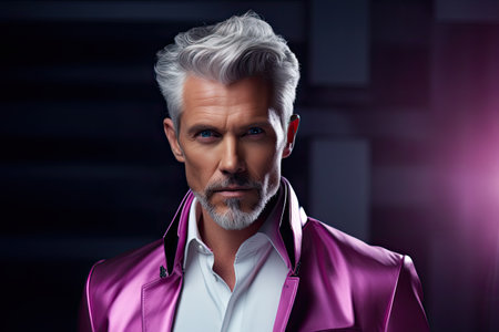 a man in a pink jacketの素材