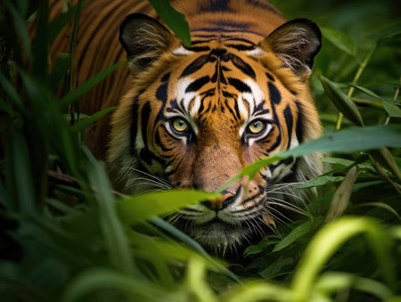 a tiger in the bushesの素材