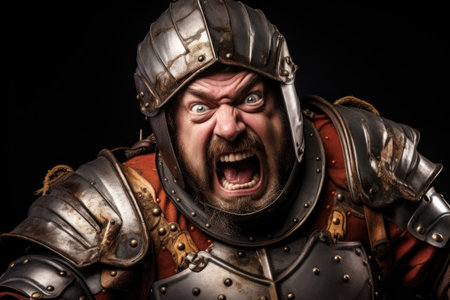 a man in armor with his mouth openの素材