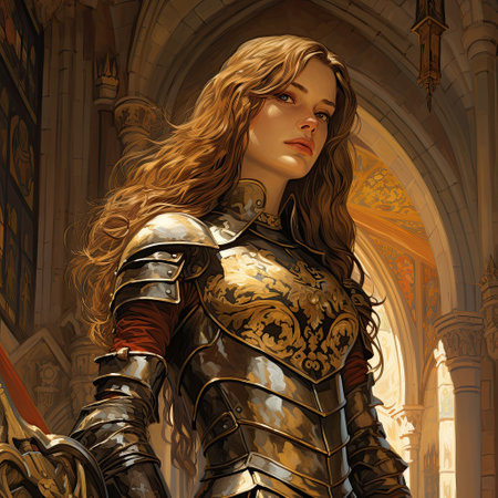 a woman in armor in a castleの素材