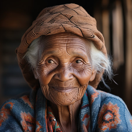 an old woman smiling for the cameraの素材
