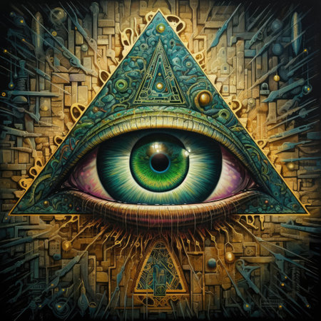 a painting of an all seeing eye in a triangleの素材