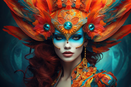 a woman wearing a colorful garmentの素材