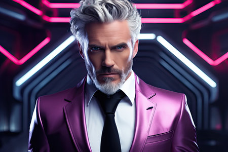 a man in a purple suitの素材