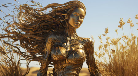 a statue of a woman with long hairの素材