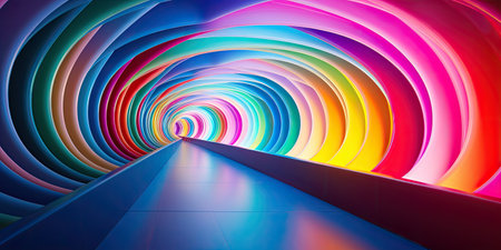 a colorful tunnel with lightsの素材