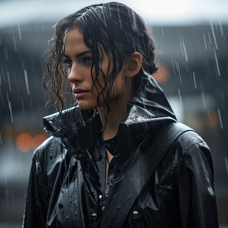 a woman in the rainの素材