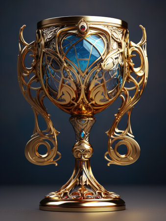 a gold and blue trophyの素材