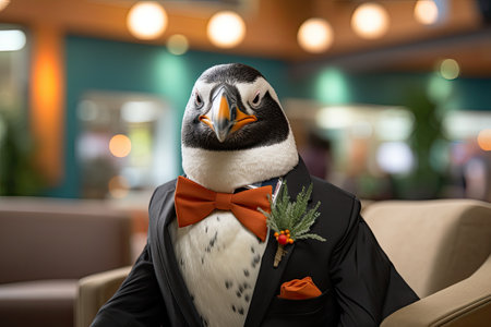 a penguin in a suitの素材
