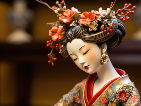 a statue of a woman with flowers in her hairの素材