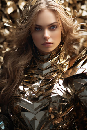 a woman in a gold garmentの素材