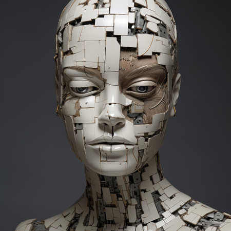 a broken white and brown mannequinの素材