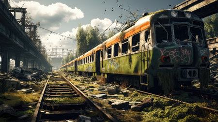 a train on the tracksの素材