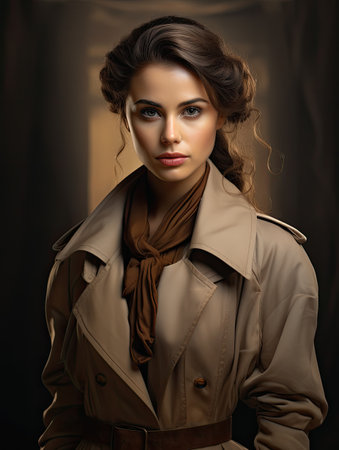 a woman in a trench coatの素材