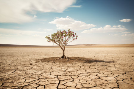 a tree in a dry desertの素材
