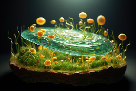 a green object with yellow flowersの素材